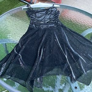 Black metallic asymmetric dress